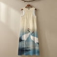 thumbnail image 5 of Xoenoiee Crane Print Summer Dresses for Women 2026, Casual Sleeveless Crewneck Maxi Sundress with Pockets, Cotton Linen Beach Vacation Boho Resort Wear Travel Outfits, Size 3XL, 5 of 7