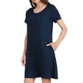 thumbnail image 3 of Miss Lavish London Casual Dress - Summer Dresses for Women, Girls - T Shirt Short Sleeve Loose Woman Dress for Work, Home Midnight Blue-2XL, 3 of 7