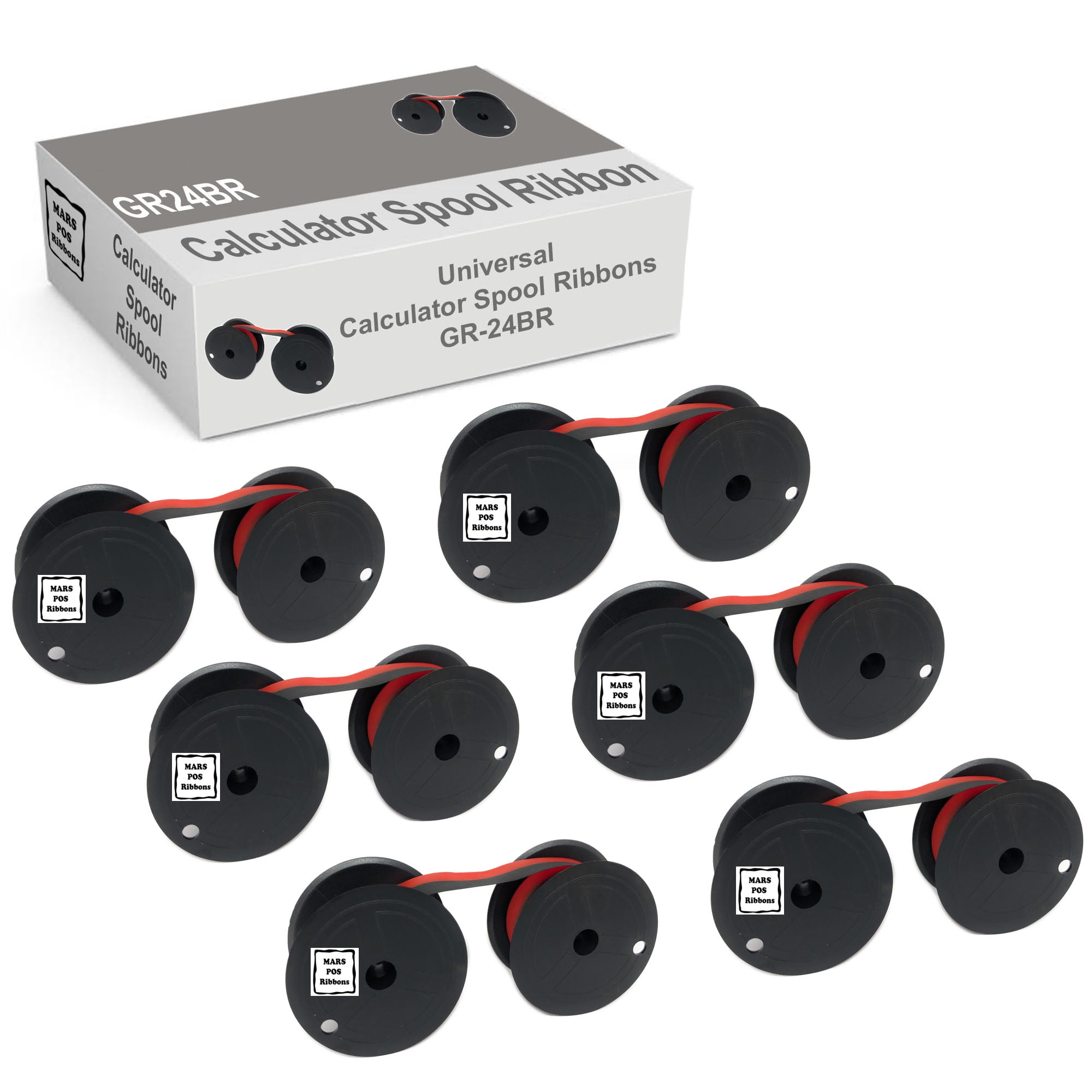 3 pack GRC Universal Printing Calculator Black/Red C-Wind Spool Ribbons 