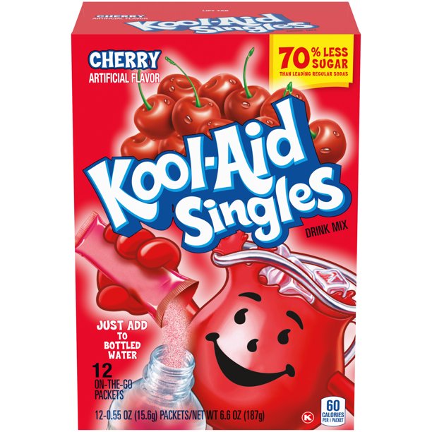 KoolAid Singles SugarSweetened Cherry Artificially Flavored Powdered