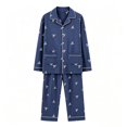 thumbnail image 5 of Kyntgho Men's Two Piece Pajama Set, Long Sleeve Button Front Pajama Shirt with Piping and Straight Pants, 5 of 7