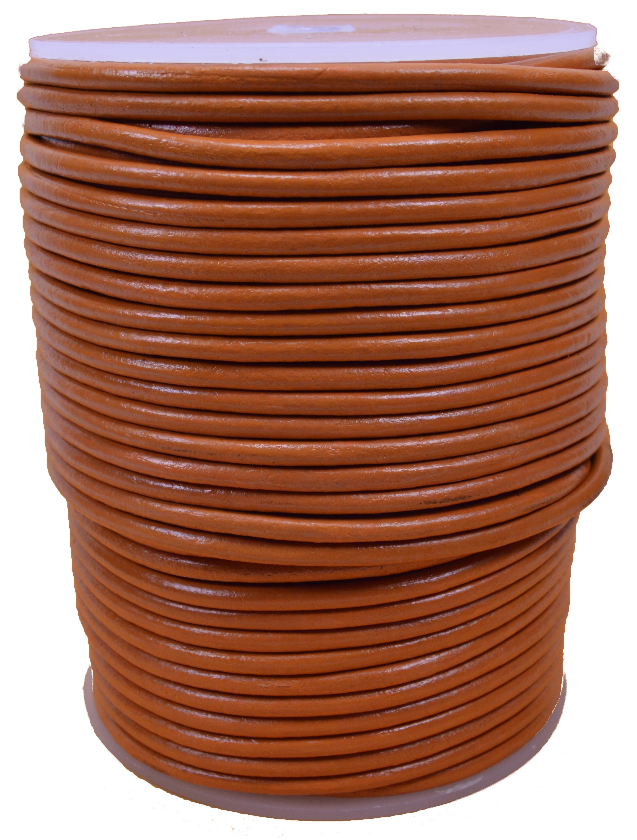 Orange Genuine Leather Round Cord - 3mm X 50m