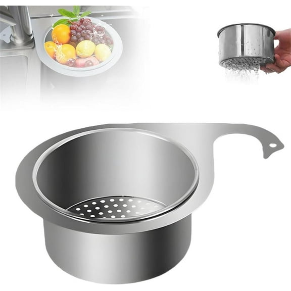 1Pcs Stainless Steel Swan Sink Strainer Basket, 2024 Multi-Functional Drain Basket Quick Drain Kitchen Tools, Faucet Hanging Filter Basket, Drain Basket for Fruit, Vegetable