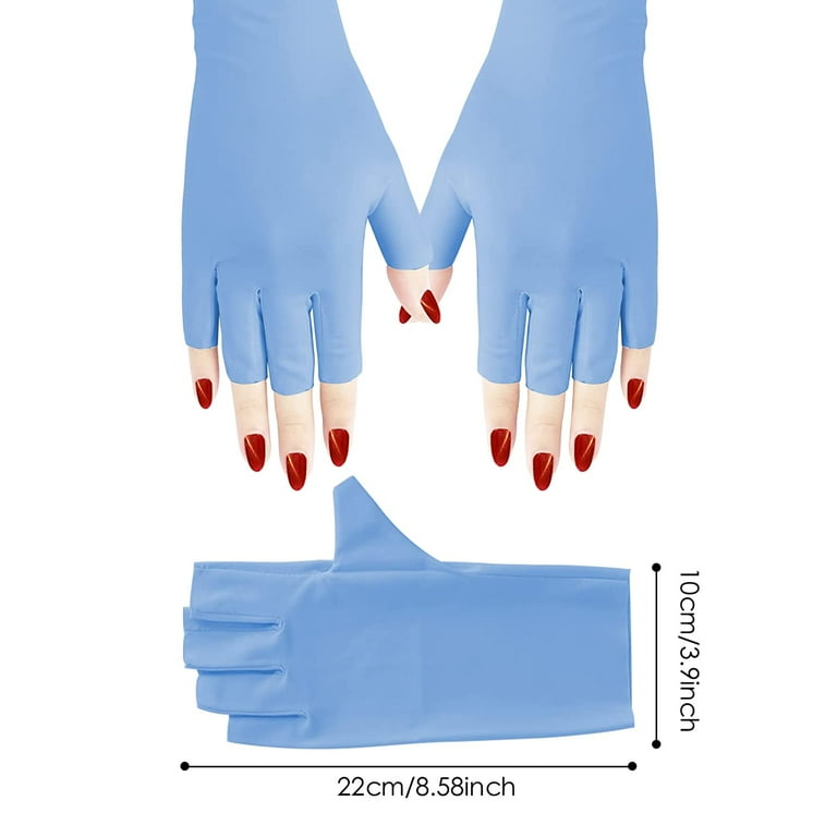 Dockapa 2 Pairs Anti UV Gloves UV Shield Gloves for Gel Manicure, Light Protection Gloves for Gel Nail Lamp, Nail Art Fingerless UV Light Glove to Protect