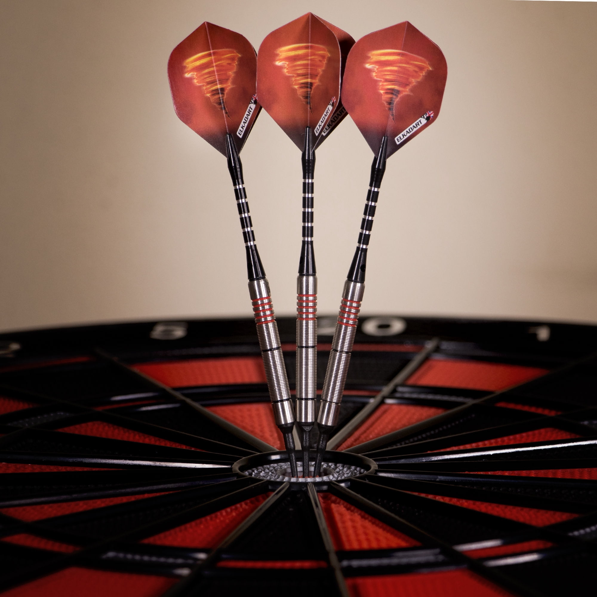 Elkadart Tornado 90% Tungsten Soft Tip Dart Set, Ringed Barrel, 18 Grams
