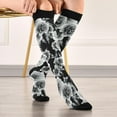 thumbnail image 5 of Coolnut High Elasticity Compression Socks, High Knee Socks Adult Universal Leisure Relieve Fatigue, Black Grey Flowers Travel Daily with Running (1 Pair) Gift, 5 of 7
