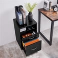 thumbnail image 6 of PERUYQ File Cabinet, Under Desk Vertical Cabinet With 2 Drawers and Open Compartment, Printer Stand with Lockable Wheels for A4 Letter Size Hangable File Folders for Home Office(Black), 6 of 18