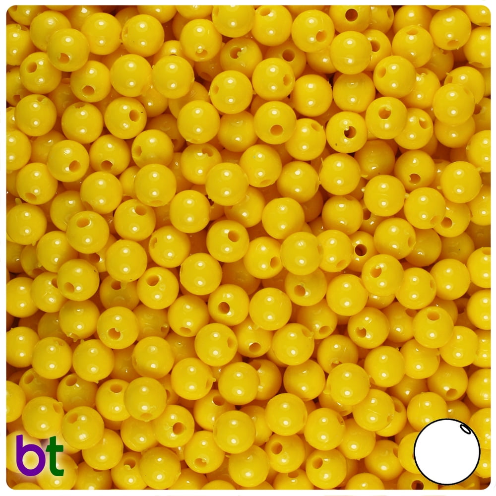 BeadTin Bright Yellow Opaque 6mm Round Plastic Beads (500pcs) Walmart