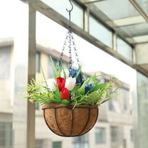 Harpi 4th of July Decorations Clearance, Artificial Fake Hanging Plants Flowers Basket, Real Touch Tulips Red White Blue Independence Day for Outdoor Home Spring Decoration