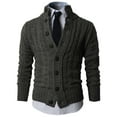 thumbnail image 3 of H2H MENS HIGH NECK TWISTED KNIT CARDIGAN SWEATER WITH BUTTON DETAILS CHARCOAL US 2XL/ASIA 3XL (KMOCAL020), 3 of 6