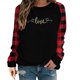 thumbnail image 2 of Pntutb Camiseta de manga larga con estampado de cuadros raglán y cuello redondo informal para mujer a juego con el color del día de San Valentín Pntutb Pntutb-2888, 2 of 4