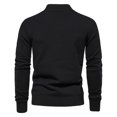 thumbnail image 5 of Alkepwun Mens Cardigan Sweater Button Down Stand Collar Round Neck Pullover Long Sleeved Loose Base Shirt Top Sweater, 5 of 5