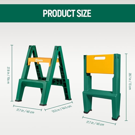 2 Step Ladder, 440lbs Capacity Step Ladder, Portable Step Stool with Anti-Slip Pad for Home Garages, Car Washes, Factories