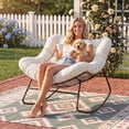 thumbnail image 6 of Dovov Oversized Papasan Rocking Chair, Indoor Outdoor Rocking Chair Patio Egg Chair with Cushion, Heavy Duty Steel Papasan Rocker Lounge Chair for Porch Balcony Nursery Living Room, Cream White, 6 of 12