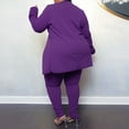 thumbnail image 3 of Women's Plus Size Lounge Sets Solid Long Sleeves Cardigan Jacket Strenchy Pants Casual Fall 2 Piece Outfits Purple XL, 3 of 3