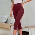 thumbnail image 4 of BUIGTTKLOP Dress Capri Pants for Women High Waisted Work Capris Button Side Stretchy Slim Fitted Summer Cropped Pants, 4 of 6