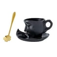 thumbnail image 3 of Taza con cara humana en 3D, taza de té y platillo, tazas de espresso, arte abstracto, taza de 10 oz para la mañana Negro, 3 of 9