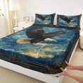 thumbnail image 3 of Homewish Wildlife Eagle 3pcs Twin Sheet Sets For Kids Children Teens,Woodland Animal Twin Fitted Sheet,Abstract Lightning Breathable Flat Sheet,Exotic Style Bedroom Decor, 3 of 7