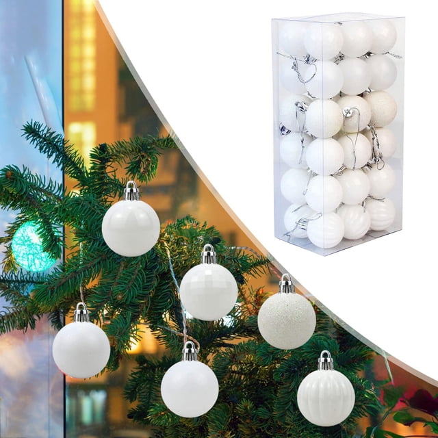 36 piezas de pequeños colgantes navideños, bolas navideñas, adornos de bolas para árboles de Navidad, adornos navideños para interiores y exteriores,