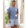 thumbnail image 5 of EKOUAER Mens Pajamas Set Soft Lounge Set V Neck Sleep Nightwear Short Sleeve Pjs with Pocket, 5 of 6