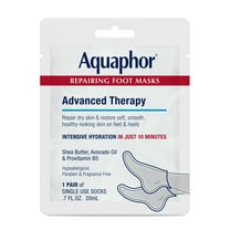 Aquaphor Repairing Foot Masks for Dry Feet, Moisturizing Socks with Shea Butter & Avocado Oil, 1 Pair