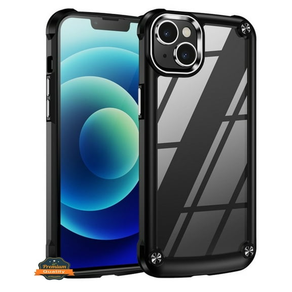 For Apple iPhone 15 (6.1") Heavy Duty Hybrid Clear back Shield Hard PC TPU Bumper Edge Frame Shockproof Protective Phone Case Cover by Xpression - Black