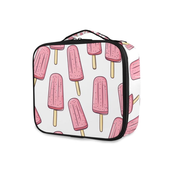 FORMRS Travel Makeup Bag Large Capacity Train Case Cosmetic Organizer with Adjustable Dividers, Pink Ice Cream