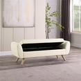 thumbnail image 3 of HomePop Sherpa Modern Fabric Storage Bench with Wood Legs in Cream, 3 of 12