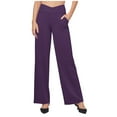 thumbnail image 2 of Htigea Clearance Womens Wide Leg Yoga Pants Casual Work Dress Pants Lounge Sweatpants High Waist Comfy Loose Trousers with Pockets Purple,M, 2 of 6