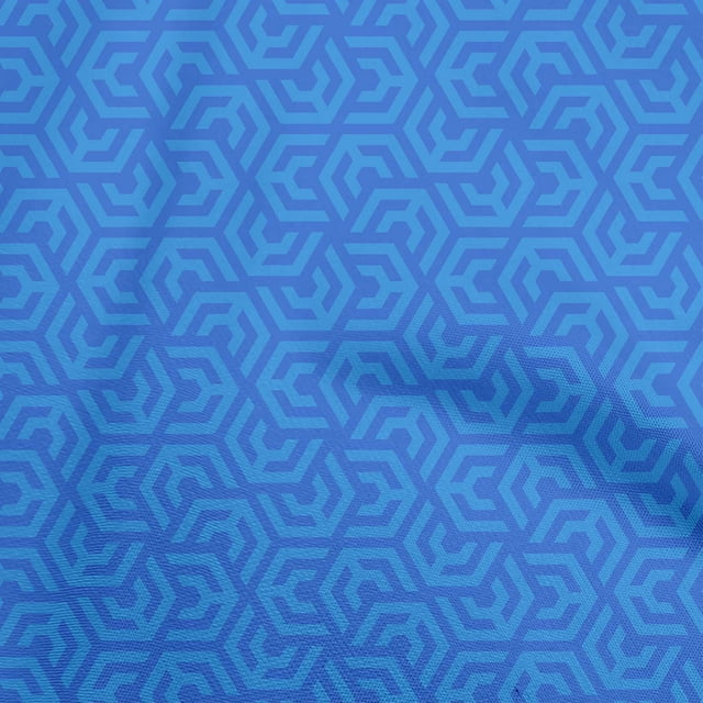 oneOone Polyester Spandex Medium Blue Fabric Geometric Sewing Material Print Fabric By The Yard 56 Inch Wide
