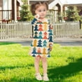 thumbnail image 5 of Girls' long-sleeved dress Colorful Christmas Tree Girls' A-line dress with ribbed cuffs Soft and comfortable, 5 of 6