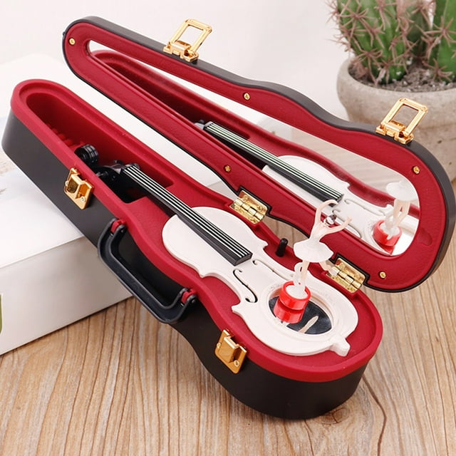 Learning Education Toys,Handheld Games for Kids,Literary and Classical Style Handheld Violin Winding Music Box Dancing Figurine Dressing Mirror Birthday Gift Holiday Gifts for Family Children Friend