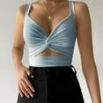 thumbnail image 2 of ibuvkizy Women Solid Sexy Appliques Sleeveless Pullover Vest Tank Crop Tops Shirts, 2 of 6