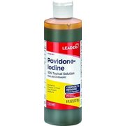Leader Povidone Iodine 10% Prep Solution USP, First Aid Antiseptic Wound Cleanser, Wound Wash, Antiseptic Soap (8 Fl Oz, Pack of 1)