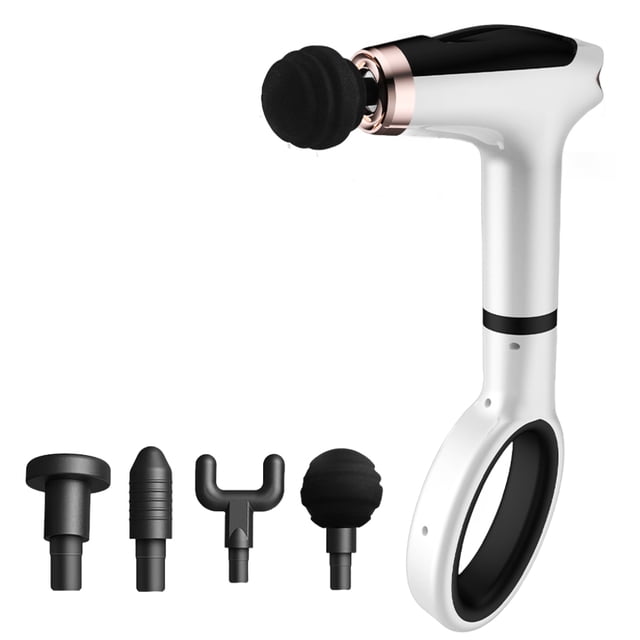 Pistola de masaje con mango extensible, masajeador corporal de alcance, pistola de masaje muscular con pantalla LED táctil para entrenamiento en casa, masaje muscular de cuerpo completo y relajación.