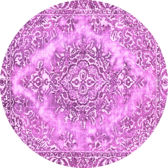Ahgly Company Indoor Round Abstract Pink Modern Area Rugs, 7' Round