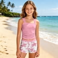 thumbnail image 2 of Girls Two Piece Swimsuit Kids Summer Casual Printed Bathing Suit Cute Tankini Set High Waisted Beachwear Rash Guard Swimwear Holiday Bikini Outfits for Girls 9-15 Years, 2 of 4