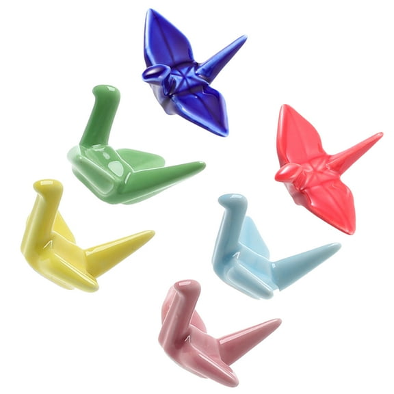 6pcs Paper Crane Ceramic Chopsticks Racks and Spoon Fork Rests