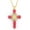 Red, variant on Crystal Zircon Cross Necklace For Women Choker Charm Virgin Mary Pendant Box Chain Female Jewelry Collier Femme - Gold-color - 17.5 inch (box)