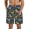 thumbnail image 2 of Uemuo Flowers Butterfly Pattern Men's Swim Trunks Hawaiian Beach Bathing Suit Swimsuits Beach Quick-Dry Shorts with Pockets-, 2 of 9