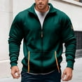 thumbnail image 2 of XIAONU Mens Sweatshirts Zipper Front Color Blocked Sleeveless Hoodless Jacket Long Sleeved Slim Fit Polo Sweatshirt With Pockets, 2 of 6