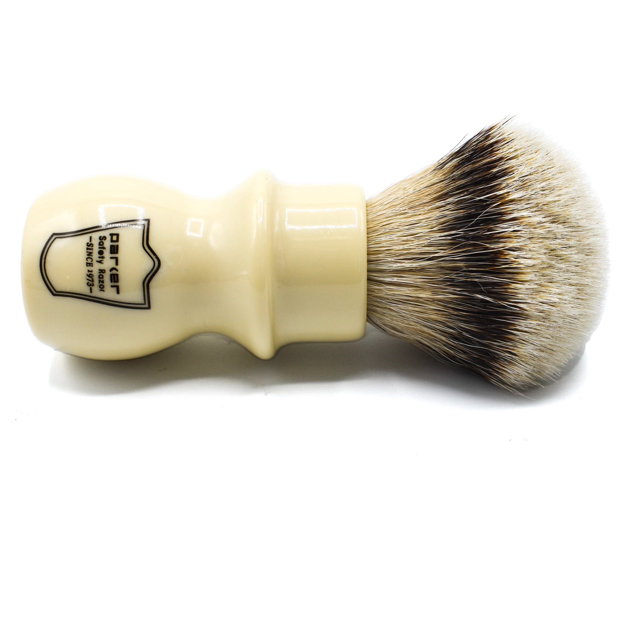 Parker Safety Razor Silvertip Shaving Brush with Brush Stand - Extra Soft Bristles -(Ivory Color)