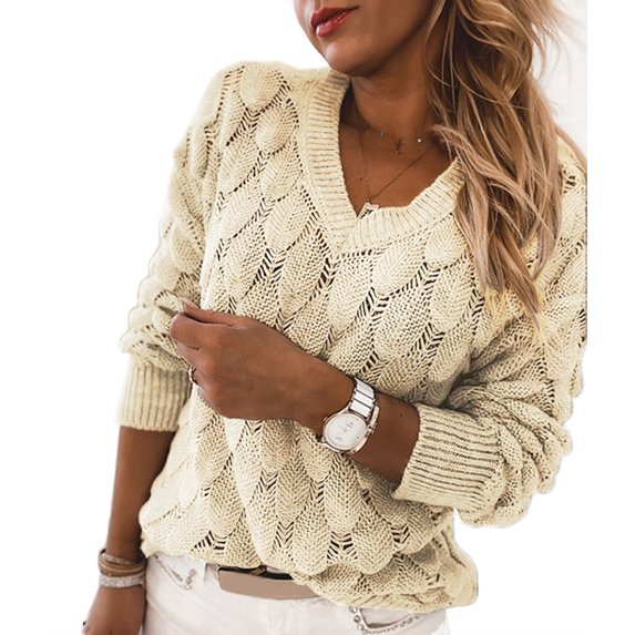 Sherrylily Womens V Neck Long Sleeve Pullover Sweater Lightweight Knit Sweaters