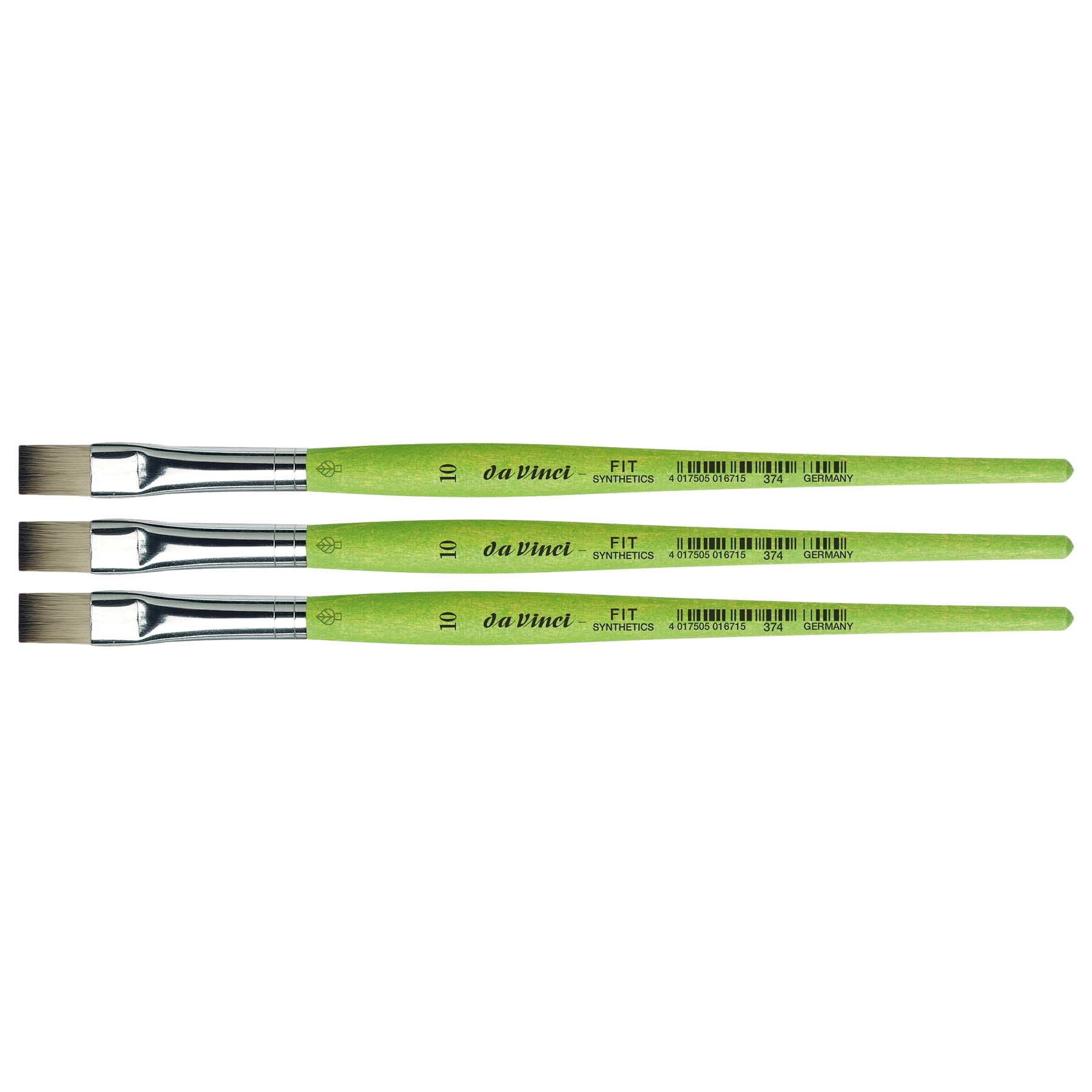 da Vinci FIT Synthetics Student Brush, Synthetic, Acrylic & Tempera, Flat, Series 374, Size 10, Pack of 3
