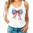 thumbnail image 2 of Coquette Bow USA Flag Tank Top 4th of July Patriotic Shirt for Women and Teens White Tank Top Small, 2 of 7