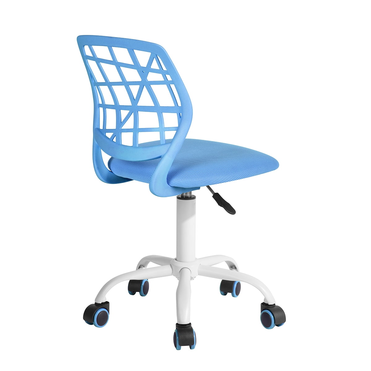 Armless Task Chair for Teens Girls, 360° Swivel Height Adjustable Desk Chair, PP Mesh Back Fabric Seat with Rolling Casters for Study Bedroom Vanity