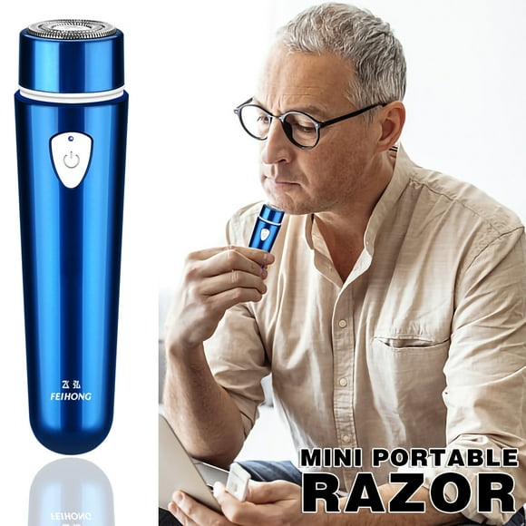 Deals 50% Off Clear Mini Portable Shaver - USB Rechargeable Shaver With Compact Wireless Fast Charging Nasal Mustache Clippers For Wet And Dry Use Blue