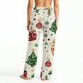thumbnail image 4 of WTOBBY Women's Cozy Plush Christmas Pattern Pajama Pants - Holiday Themed Sleepwear with Soft Fleece Lining for Winter Home Lounge and Relaxation - Comfortable Fit,Beige L, 4 of 5