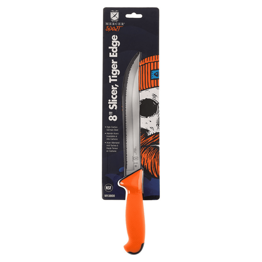 Mercer Sport Steel Knife, 8" Utility Slicer, Tiger Edge, Orange