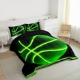 thumbnail image 3 of jejeloiu Neon Green Basketball Queen Comforter Set,Ball Sport Game Bedding Comforter Set For Boys Teens Reversible 3pcs, 3 of 8